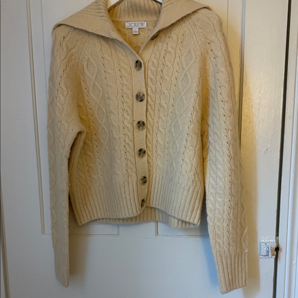 J. Crew Women's Cream Cable Knit Cardigan